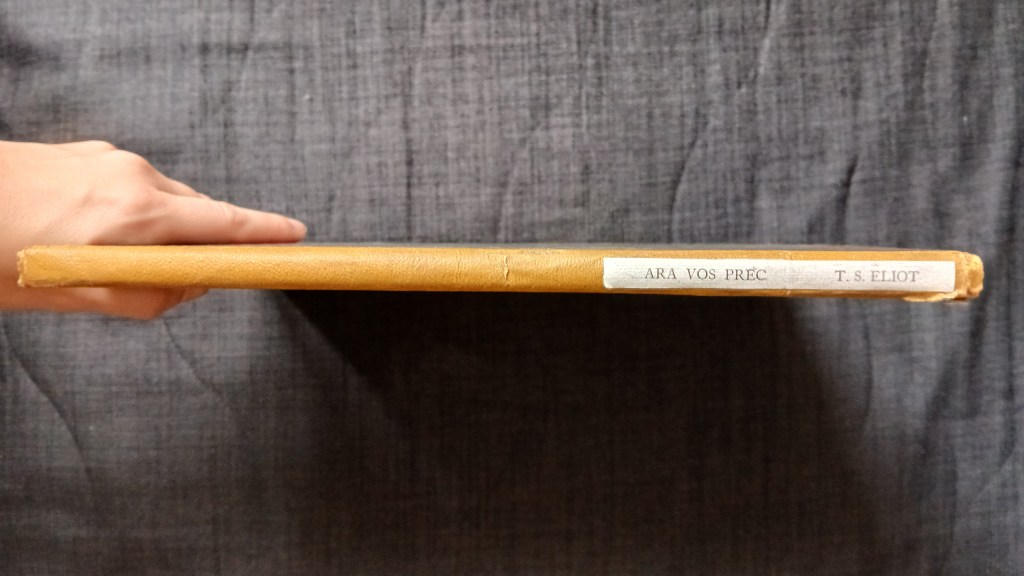 Tricky Firsts: T. S. Eliot’s Ara Vos&nbsp;Prec